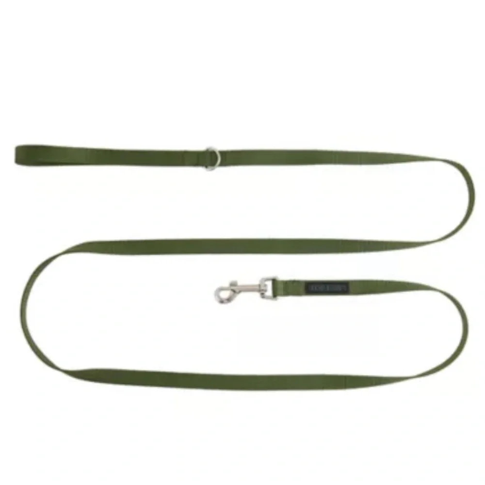 Top Paw 6 ft Long Olive Green Core Leash D Ring Silver Hardware Standard Leash